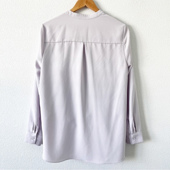 Maison d' Amelie Long Sleeve Surplice High Low Blouse in Lavender - Picture 8 of 9